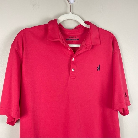 Johnnie-O Mens Large Polo Prep-Formance Short Sleeve Shirt Top Red Pink Golf - Picture 3 of 8